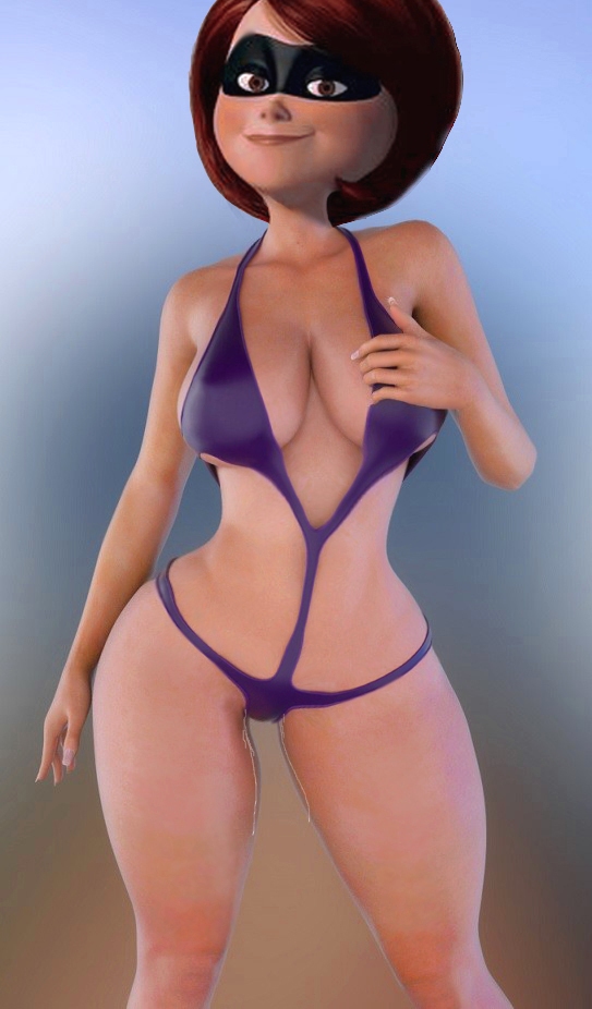 1girls, 3d, big breasts, bikini, breasts, cvele (artist), disney, elastigirl, female, female only, helen parr, mask, masked, pixar, posing, pov, red hair, smooth skin, solo, tagme, the incredibles, wide hips