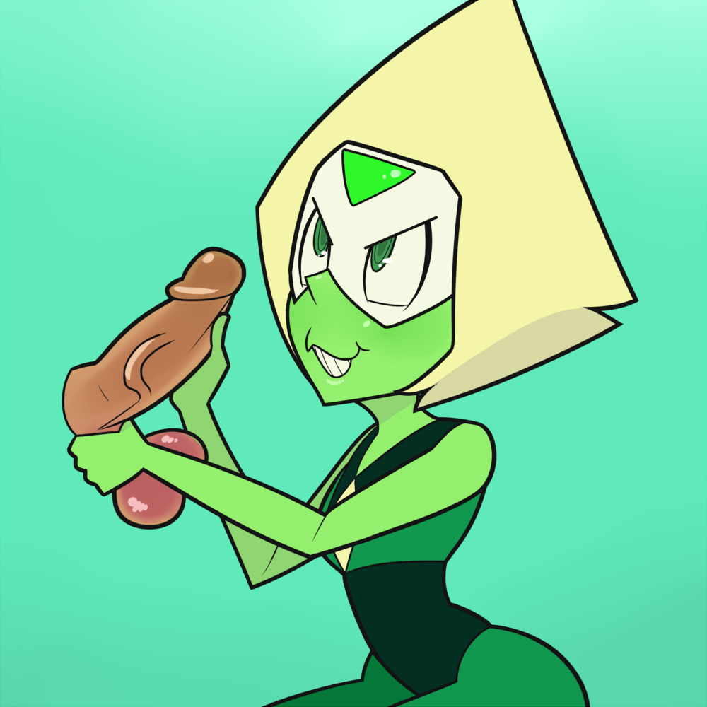 balls gem_(species) green_eyes green_skin handjob male penis peridot_(steven_universe) simple_background steven_universe suplexpizza teeth