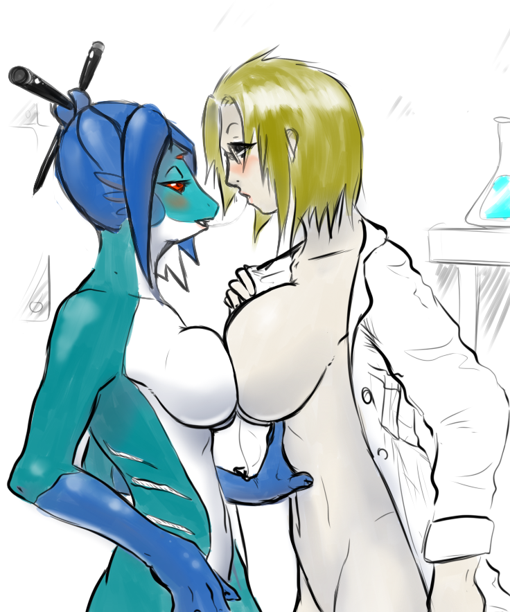 big_breasts breasts female hylotl multiple_girls starbound tagme yuri