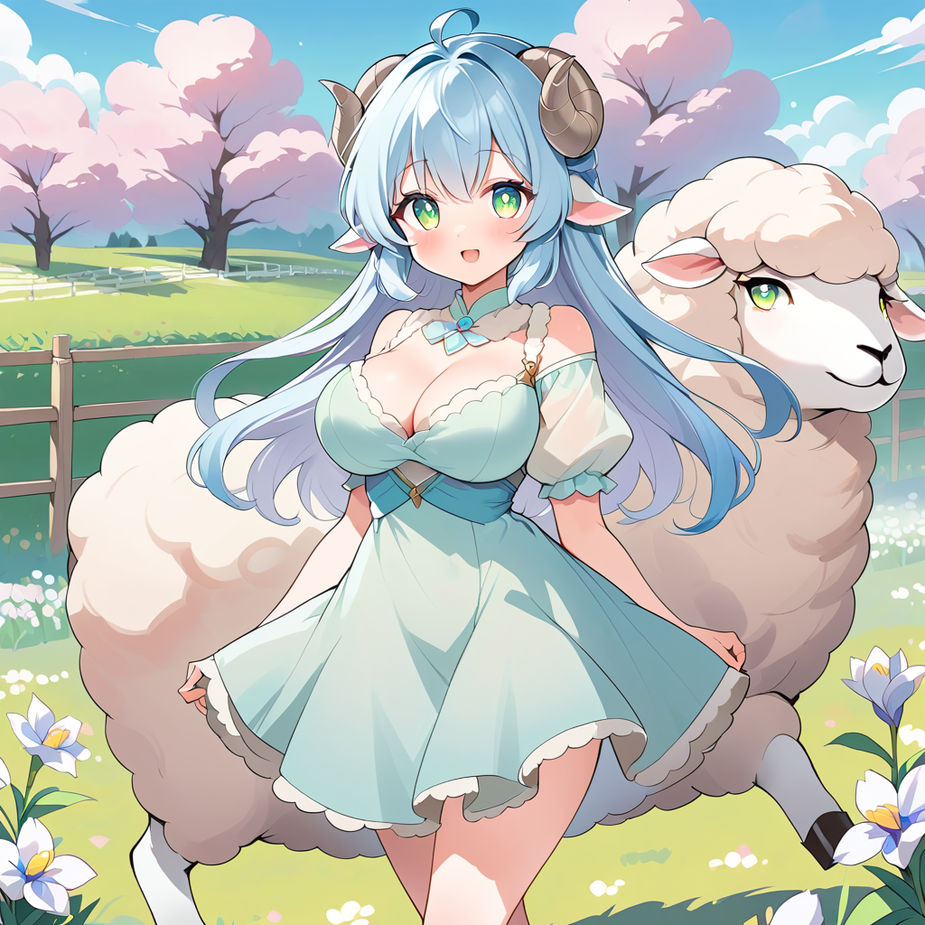 ai_generated fanart kotone_asahi sheep sheep_girl tagme vtuber