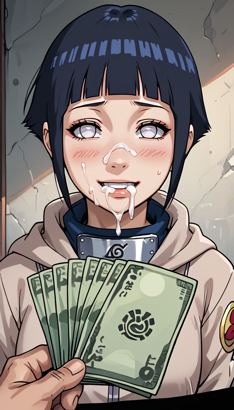 ai_generated blue_hair cum_on_face faceless_male hyuuga_hinata hyuuga_hinata(genin) money naruto naruto_(classic) smile stable_diffusion white_eyes