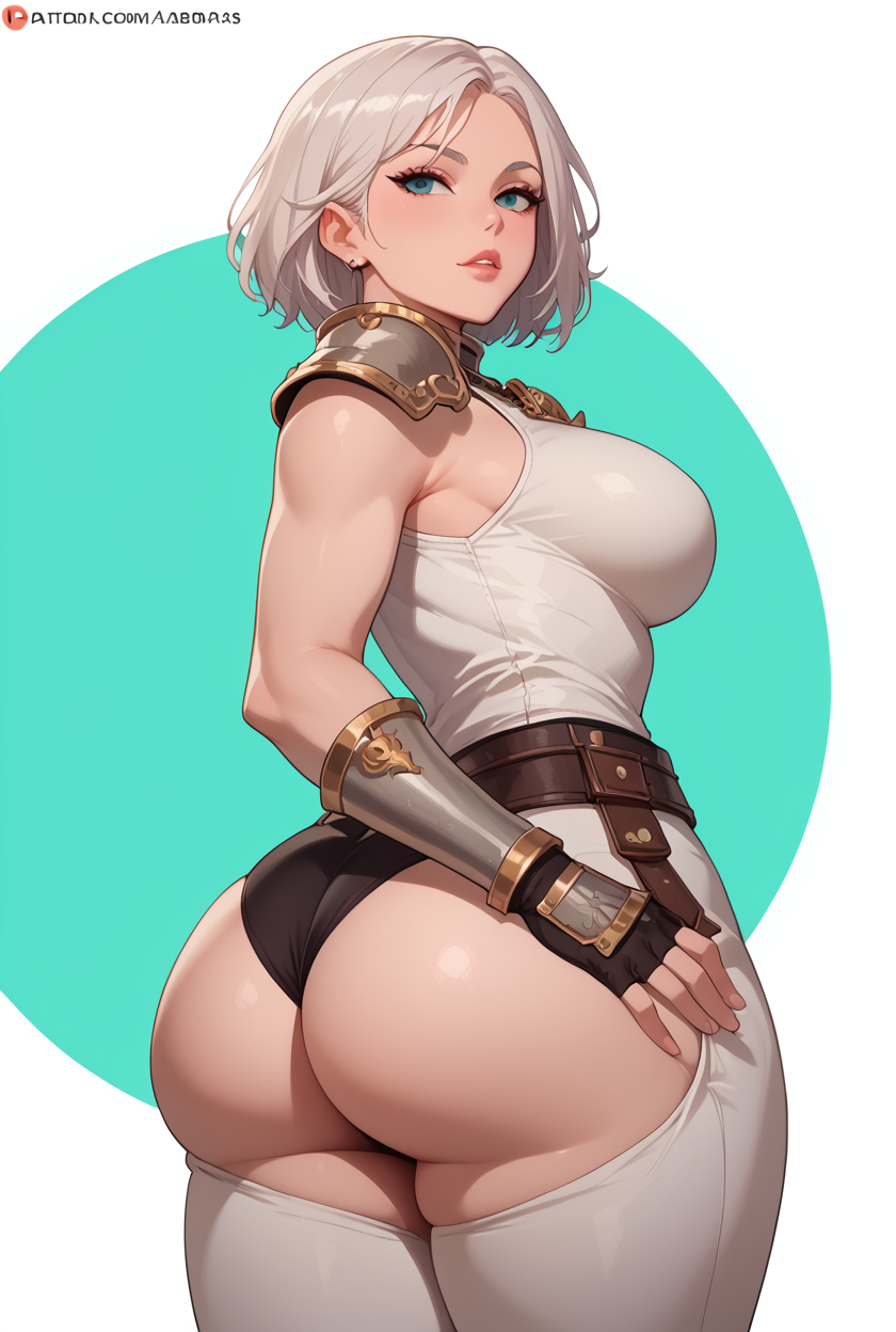 adepta_sororitas ai_generated armor ass bitch caked_up curvy dat_ass eteeming fat_ass female_only from_behind grabbing_ass short_hair sister_of_battle spreading_ass thick_ass warhammer_(franchise) warhammer_40k white_hair white_pants