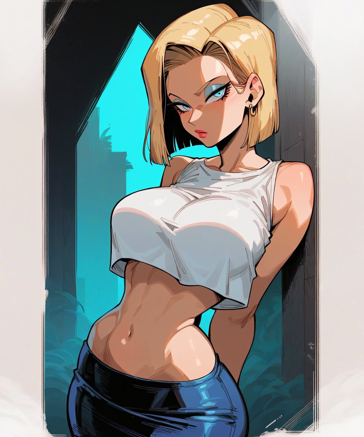 1girls ai_generated android_18 blonde blonde_female blonde_hair blonde_hair_female blue_eyes blue_eyes_female cameltoe cleavage curvy dragon_ball erect_nipples female huge_areolae huge_ass huge_breasts nai_diffusion puffy_nipples red_lips saucy_trove short_hair short_hair_female stable_diffusion thick_lips voluptuous wide_hips yellow_hair