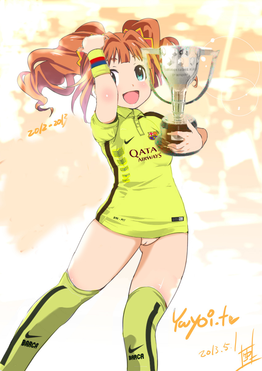 bottomless fc_barcelona idolmaster nike soccer takatsuki_yayoi