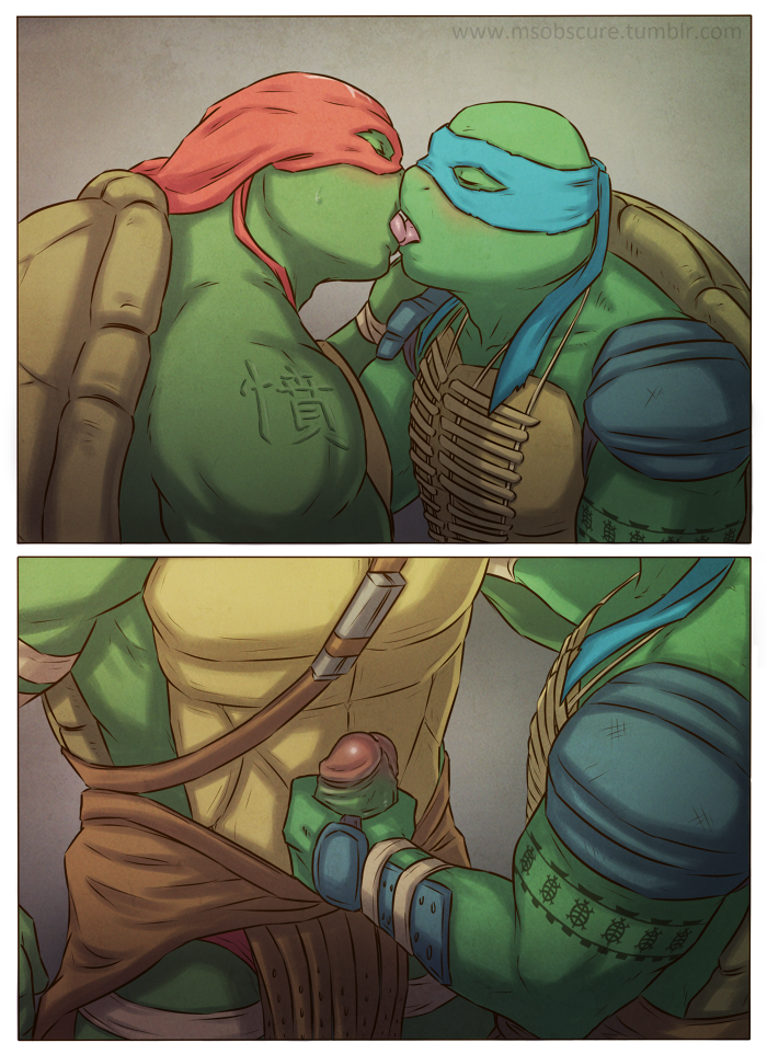 2015 abs anthro armor bandage bandana biceps blush brothers closed_eyes duo erection green_skin handjob humanoid_penis incest kissing leonardo leonardo_(2014) leonardo_(tmnt) male mask msobscure muscular pads pecs penis poking_out raphael reptile scalie sibling tattoo teenage_mutant_ninja_turtles teenage_mutant_ninja_turtles_(2014) tmnt tongue turtle yaoi