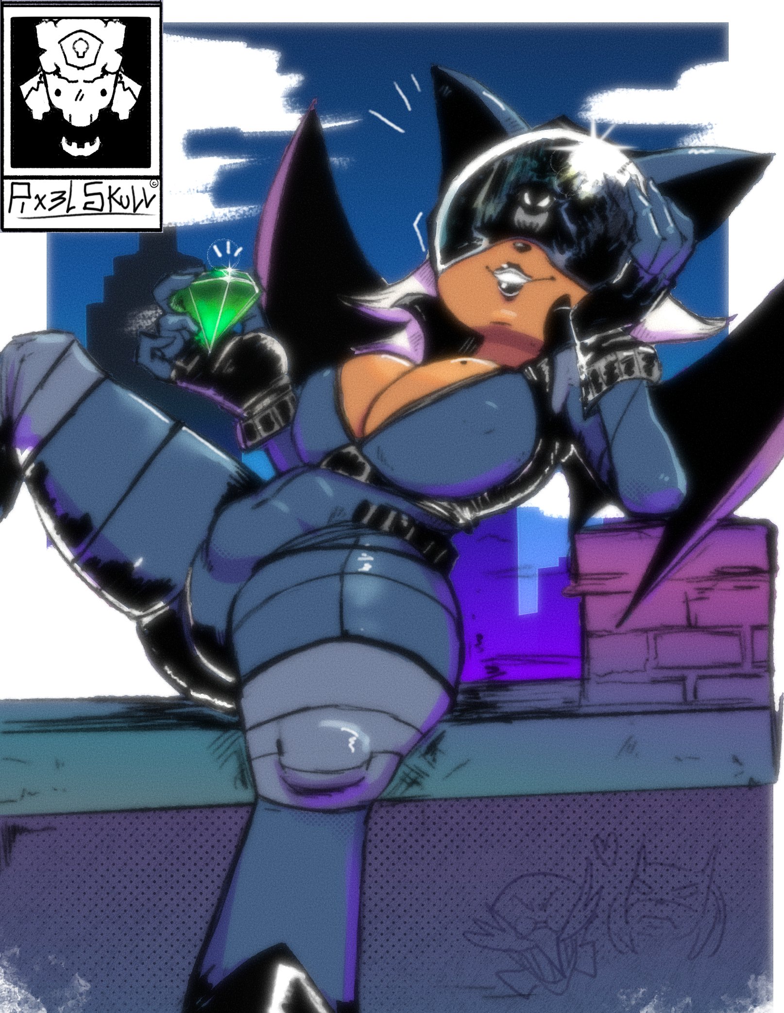 1girls, 2d, absolute catwoman (cosplay), absolute dc, artist request, batman (series), big breasts, black lips, breasts, catwoman (cosplay), clothed, clothed female, color, cosplay, dc, dc comics, female, female only, helmet, horny female, non-nude, rouge the bat, seduction techniques, solo, sonic (series), sonic the hedgehog (series), tagme (artist), thick thighs