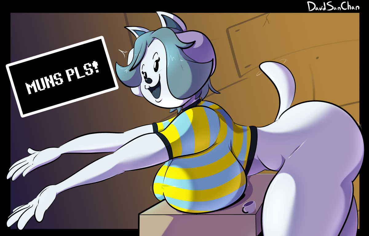 1boy, 1girls, davidsanchan, female, frisk, male, male frisk, tagme, temmie (undertale), undertale, undertale (series), unseen male face