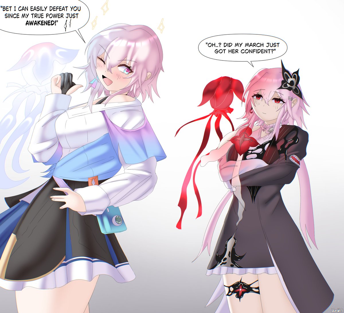 cocky evernight_(honkai:_star_rail) honkai:_star_rail imminent_inflation imminent_sex march_7th_(honkai:_star_rail) selfcest sequence yuri