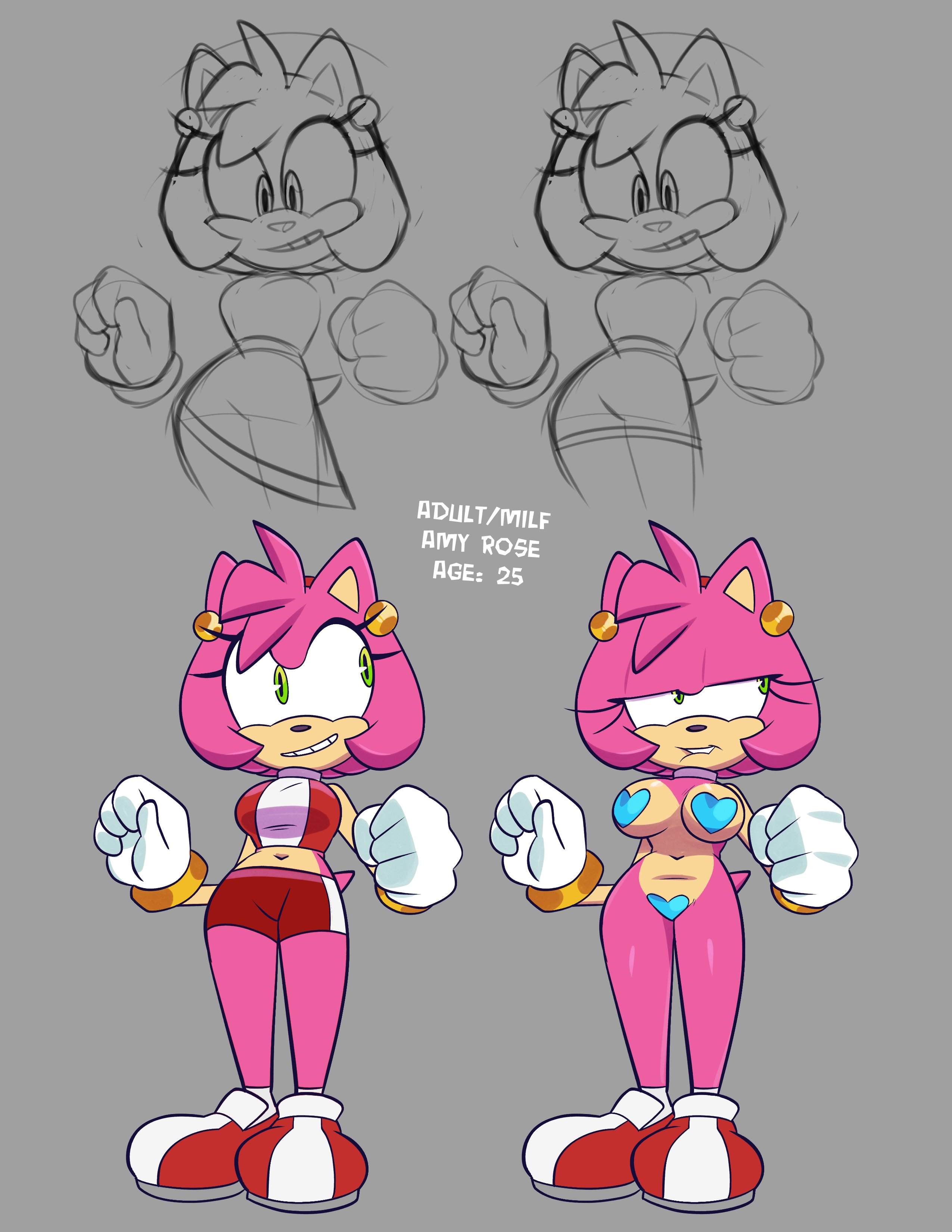 1girls, amy rose, clothed, clothing, covering genitals, covering nipples, female, female only, monamania, navel, sega, sonic (series), sonic the hedgehog (series)