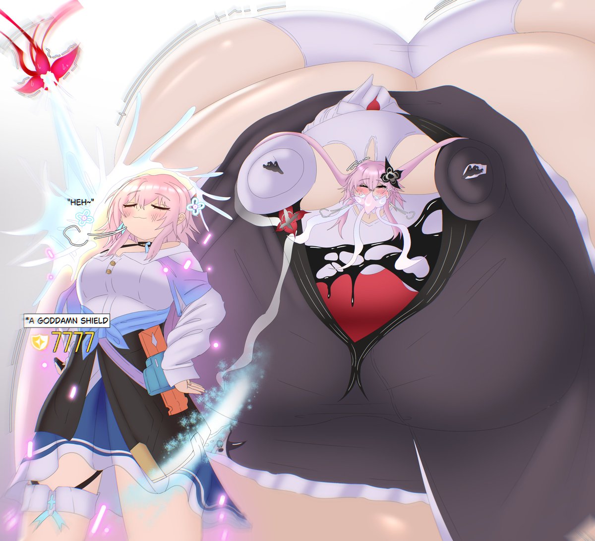 blushing cocky daydream enjoying_inflation evernight_(honkai:_star_rail) honkai:_star_rail inflation march_7th_(honkai:_star_rail) selfcest sequence yuri
