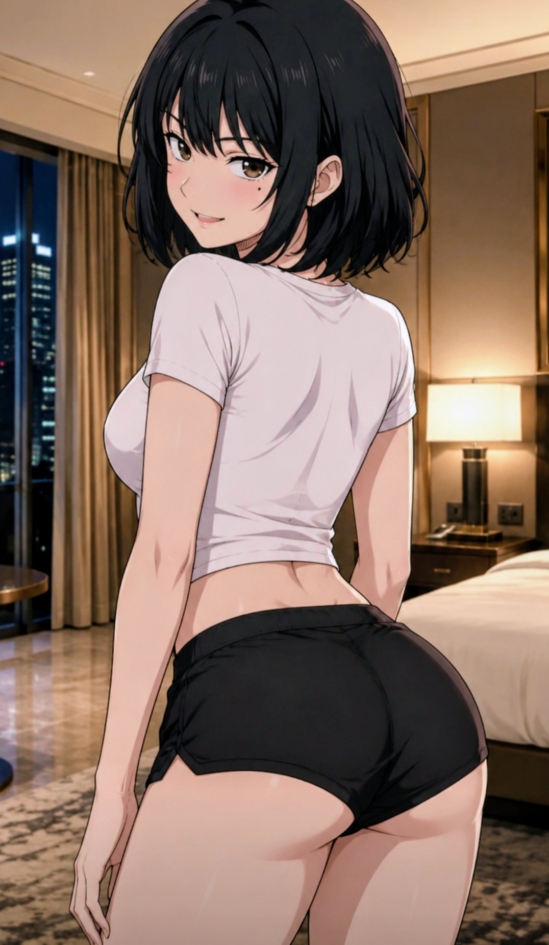 1girls ai-created ai_art ai_generated back_view original_character seductive_smile