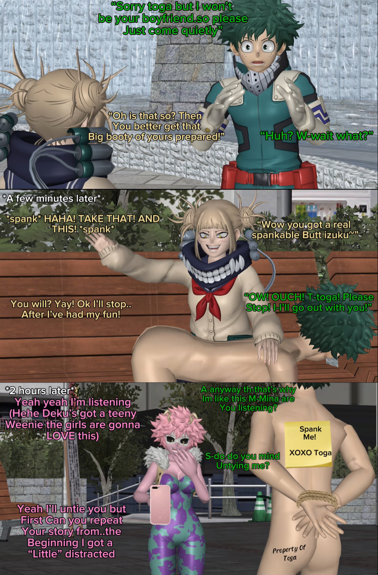 1boy, 1boy2girls, 2girls, 2girls1boy, 3d, ass, booty, deku, dialogue, embarrassed, embarrassed nude male, english dialogue, english text, enm, femdom, green hair, himiko toga, humiliation, izuku midoriya, mina ashido, my hero academia, naked, naked male, nude, nude male, phone, recording, recording on phone, small penis, small penis humiliation, spanking, spanking ass, spanking butt, sph, text, vodkthulhu-3d, writing on ass, writing on butt