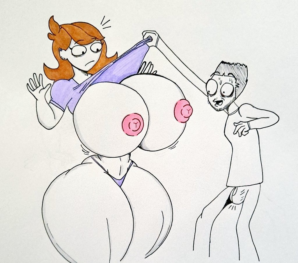 anon, asian, big ass, big breasts, brown hair, female, giant breasts, huge ass, huge breasts, jaiden, jaiden animations, large ass, large breasts, light skin, male, muscles, muscular, nipples, nutboiart8008, panties, piercing, purple panties, purple topwear, tagme, topwear, white skin, wide hips