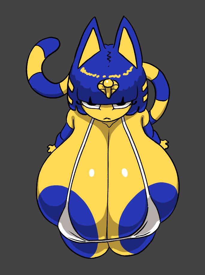 1girls animal_crossing ankha areola areolae big_areola blue_areola blue_nipples breasts cat_ears cat_tail feline feline_humanoid female female_only high_angle_view huge_areolae huge_breasts looking_at_viewer nsfwoaf solo solo_female tagme