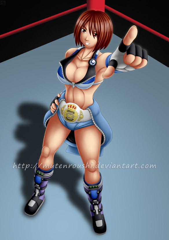 1female 1girls 2012 abs asian asian_female asuka_kazama_(cospley) belly belly_button bob_cut bob_cut_hair breasts brown_eyes brown_eyes_female brown_hair brown_hair_female champion championship_belt clothed clothed_female clothes clothing commission commission_art cosplay cosplayer deviantart deviantart_link deviantart_url deviantart_username digital_art digital_drawing digital_drawing_(artwork) digital_media digital_media_(artwork) female female_abs female_focus female_human female_on_top female_only fighter hair_over_one_eye hand_on_hips impact_wrestling japanese japanese_female kazama_asuka knees mma_gloves mutenroushi navel original original_character pointing pointing_at_viewer round_boobs round_breasts round_tits shiny shiny_clothes shiny_hair shiny_skin shiny_thighs tekken titties tna tna_knockouts_world_championship_belt wrestling wrestling_boots wrestling_outfit wrestling_ring