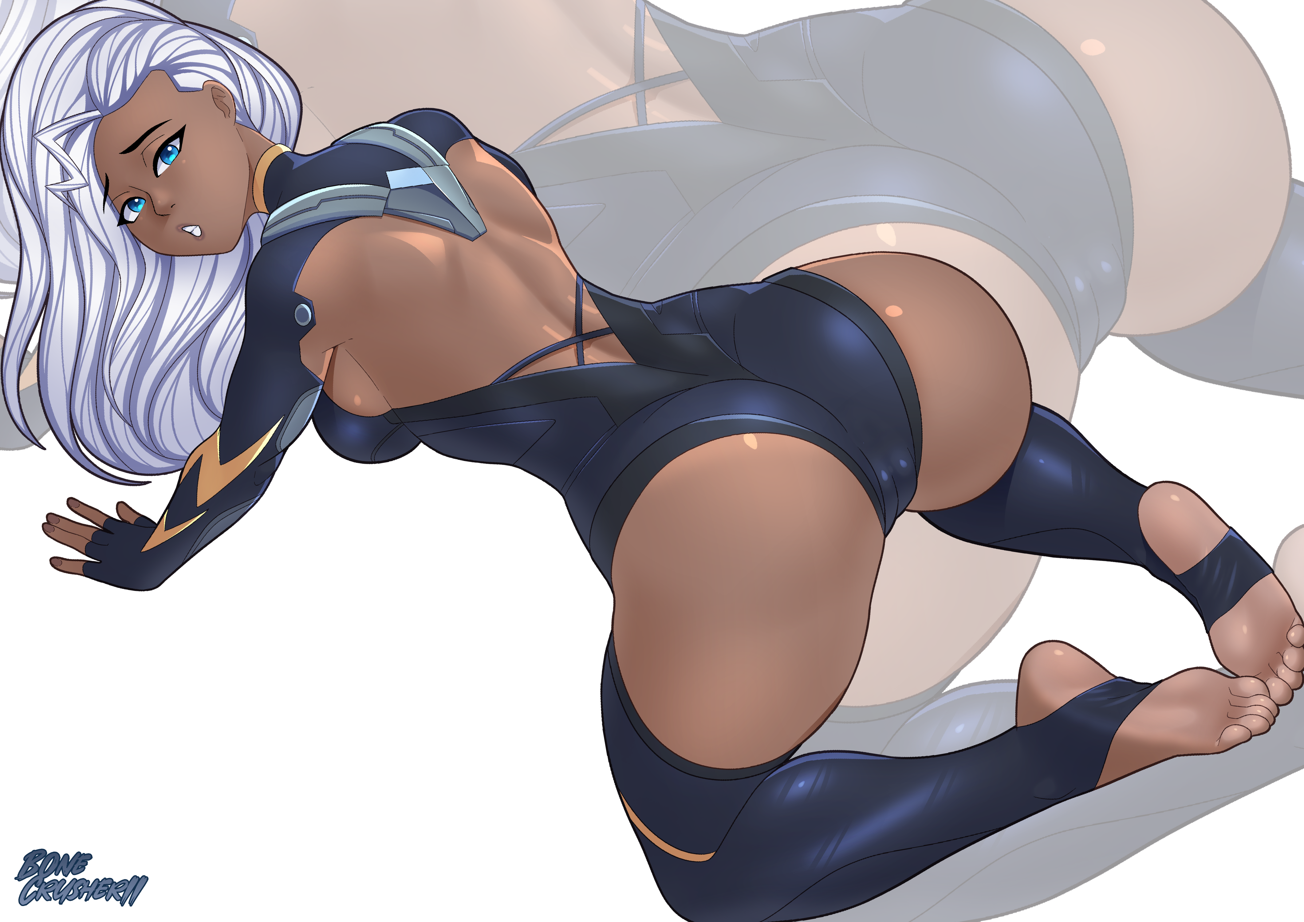 1girls, ass, big ass, bonecrusherii, dark skin, dark-skinned female, feet, female, female only, foot fetish, looking back, marvel, marvel comics, marvel rivals, ororo munroe, stirrup legwear, storm (marvel rivals), storm (x-men), toes, x-men
