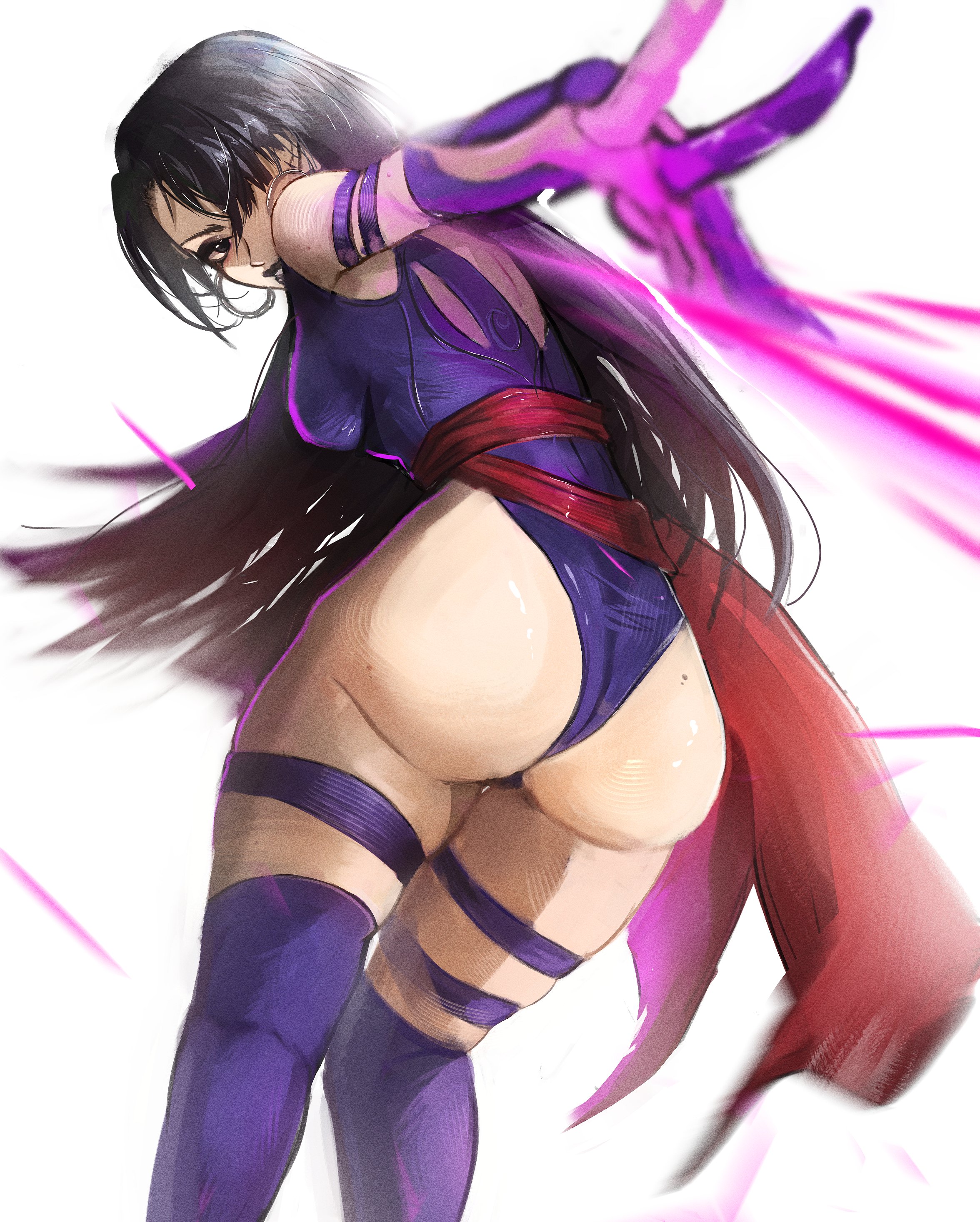 1girls, ass, ass focus, big ass, female, female only, looking back, marvel, marvel comics, marvel rivals, psylocke, psylocke (sai) (vengeance), shiszukaa, thick thighs