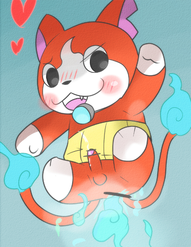 balls blush censored heart jibanyan male_only penis precum ruua video_games yo-kai_watch