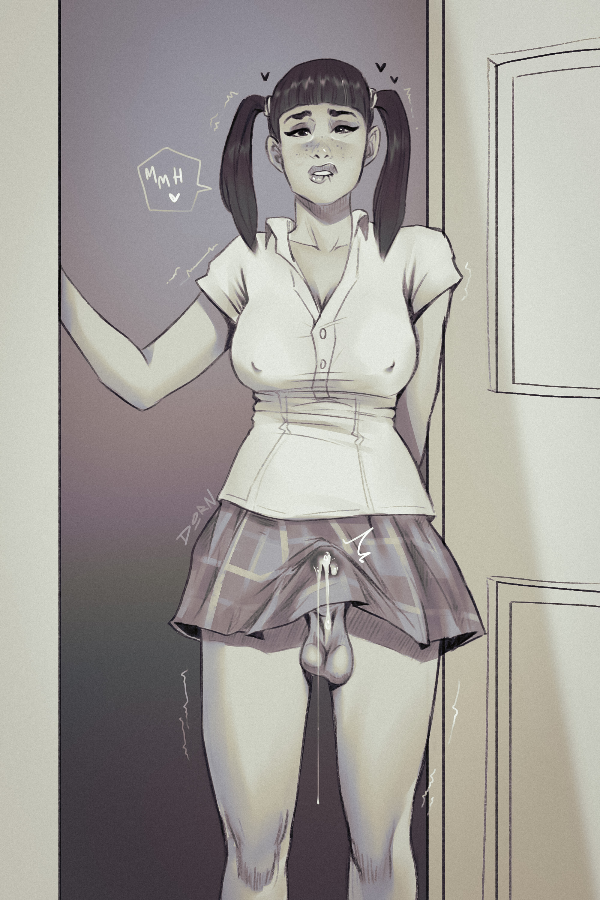 1futa, bailey jay, bulge, cum, dorndraws, erection, erection under skirt, futanari, handsfree ejaculation, imminent fellatio, imminent oral, looking at viewer, pent up, porn star, real person, shemale, skirt, solo, throbbing penis, trans woman, transfem