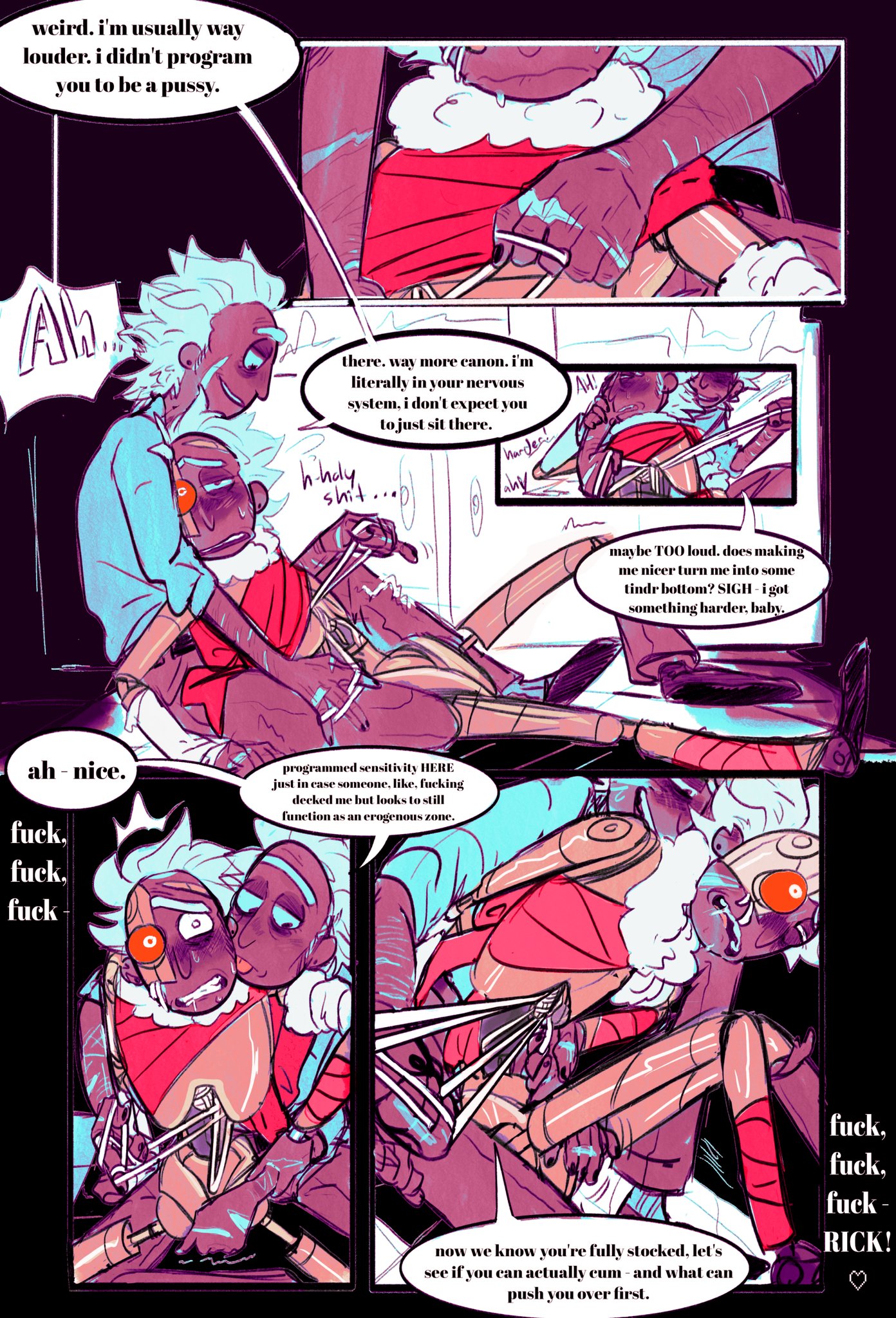 depriviolent, human on robot, no genitals, rick and morty, rick sanchez, robot, selfcest, wireplay