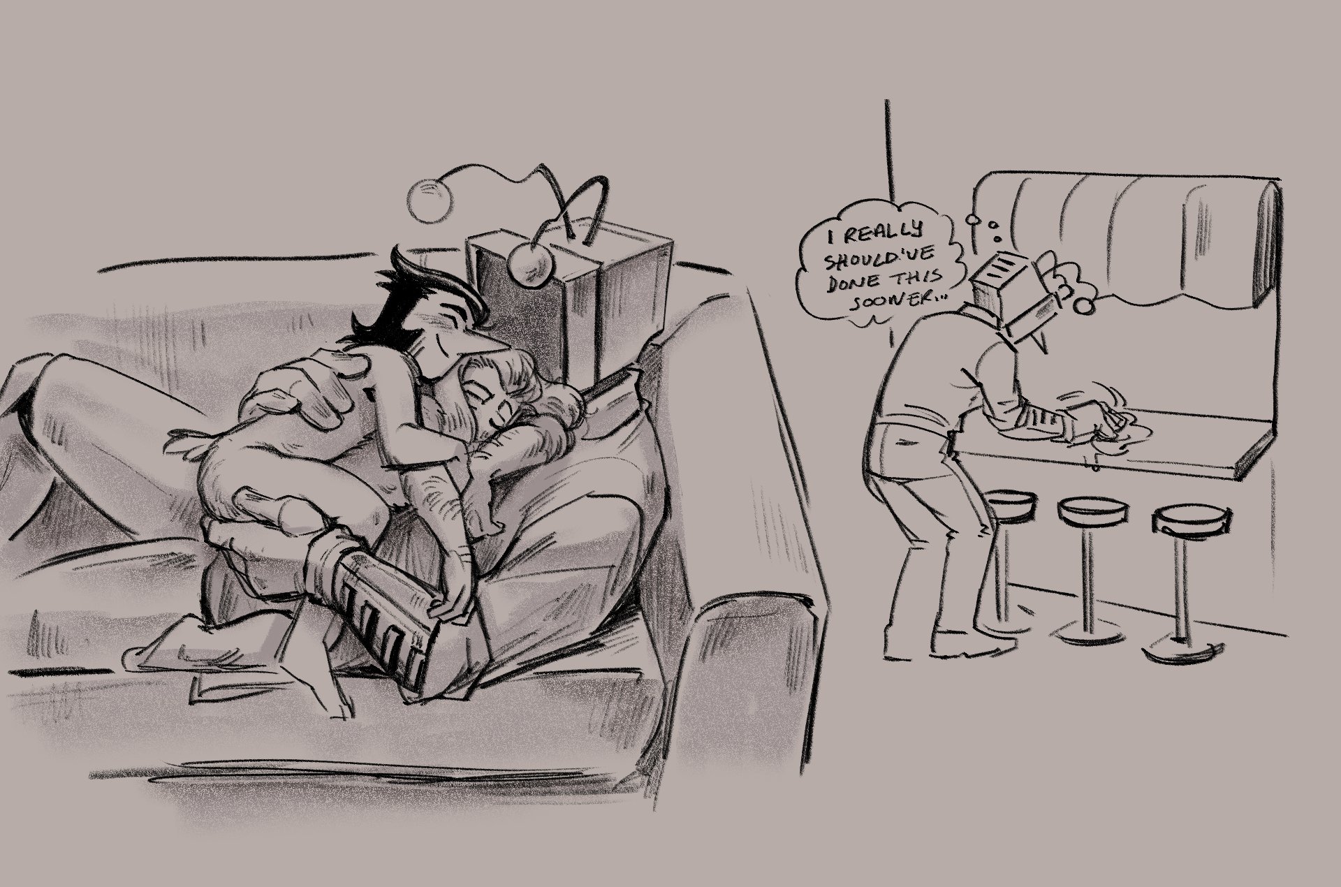 after sex, aftercare, bottomless, comic, comic page, cuddling, deltarune, deltarune chapter 3, english dialogue, english text, gay, hug, hugging, moossin4, naked, ramb (deltarune), sleeping, spamton g spamton, tenna (deltarune), threesome, wholesome, yaoi