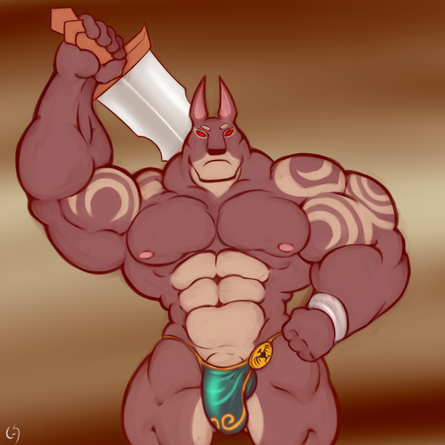 2015 abs anthro bara biceps big_muscles bracelet brown_fur bulge canine clothed clothing darknut gay gs half-dressed huge_muscles hyper hyper_muscles jewelry looking_at_viewer male male_only mammal melee_weapon muscular muscular_male nintendo nipples pecs penis red_eyes simple_background solo standing sword the_legend_of_zelda the_wind_waker tongue topless underwear video_games weapon wind_waker