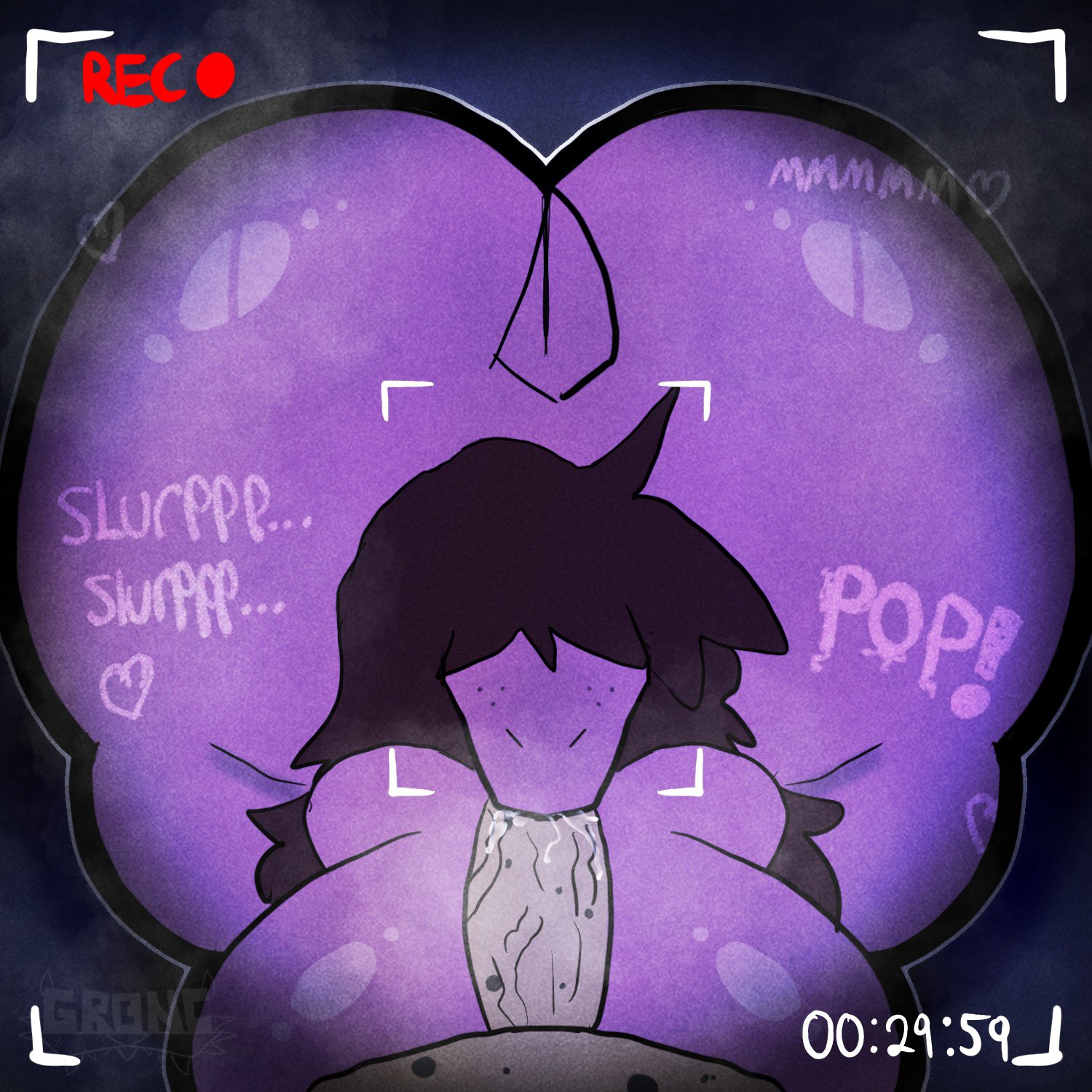 1boy1girl, 2d, anthro, ass, ass bigger than head, big ass, big breasts, big butt, big butt (female), big penis, blowjob, blowjob only, boobs, breasts, cock, deltarune, dinosaur, dinosaur girl, fat ass, female, freckles, genitals, gronc percent, hair, hair over eyes, heart, heart symbol, huge ass, huge breasts, long hair, long penis, male, monster, monster girl, musk, naked, nude, onomatopoeia, oral, oral sex, penis, pov, recording, recording sex, saliva, saliva on penis, scalie, scalie female, sex, short tail, straight, straight sex, susie (deltarune), tail, text, thick thighs, thighs, twitter link, undertale (series), veiny, veiny penis, watermark