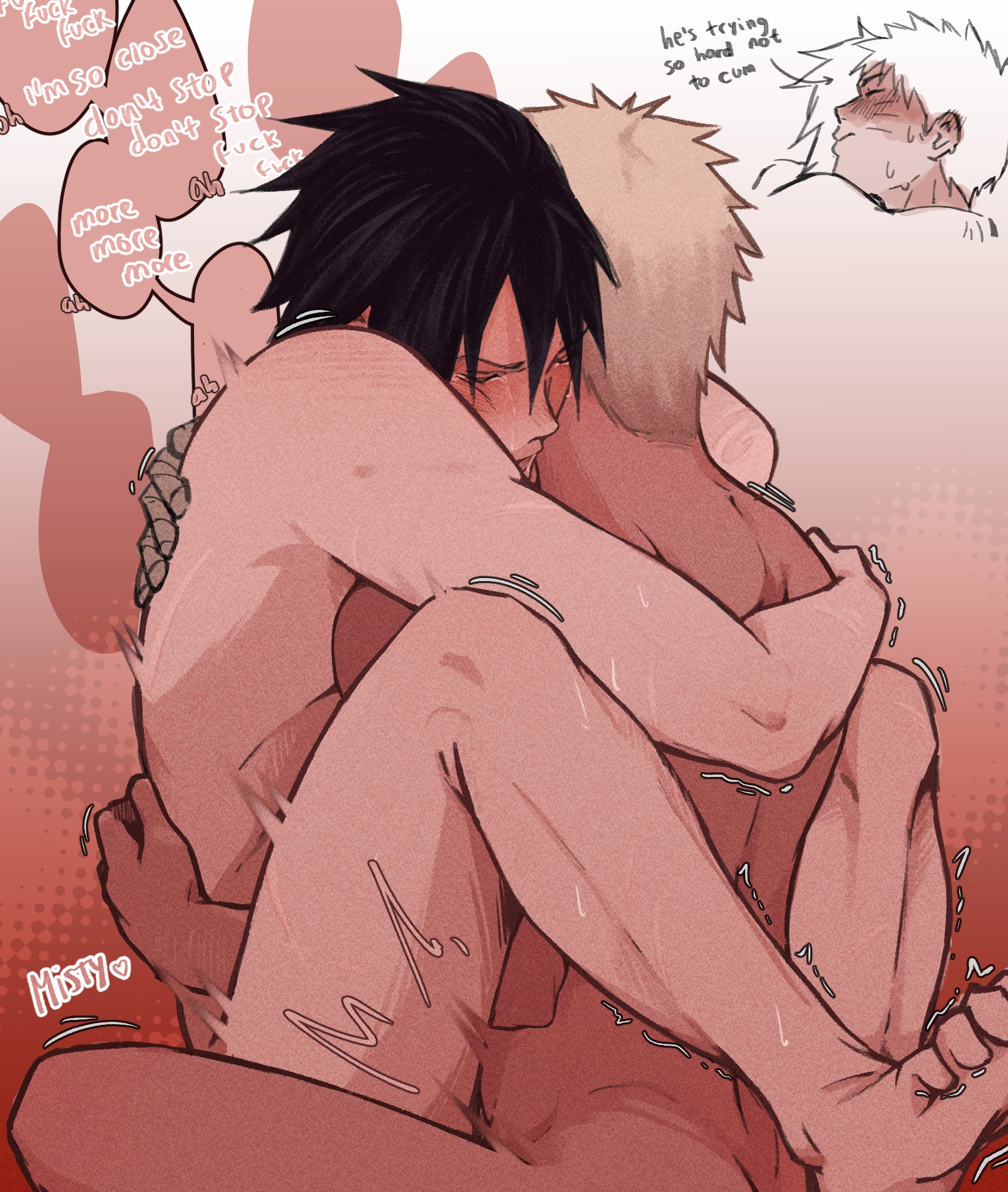 2boys, absurd res, absurd resolution, absurdres, anal, anal penetration, anal sex, arms around neck, arms behind back, bandage, bandaged arm, barefoot, begging, begging for more, begging for sex, black hair, blonde hair, blush, boruto: naruto next generations, close to bursting, close to orgasm, close-up, closed eyes, cowgirl position, crying, crying with eyes closed, cuddle, cuddling, dialogue, duo, duo focus, duo male, embrace, embracing, embracing another, embracing during sex, embracing each other, english text, facial markings, feet, femboy, femboy on male, feminine male, foot fetish, foot focus, gay, gay anal, gay male, gay sex, girly, hair over one eye, hi res, high resolution, highres, imminent orgasm, male on femboy, male penetrated, male penetrating, male penetrating male, moan, moaning, moaning in pleasure, naked, naruto, naruto (series), naruto shippuden, naruto uzumaki, naruto: the last, nose blush, nude, nude male, riding, riding cock, riding penis, romantic, romantic ambiance, romantic couple, romantic sex, sasuke uchiha, shonen jump, shounen jump, shueisha, sitting, sitting on lap, sitting on penis, sitting on person, soles, speech bubble, spiky hair, straddling, sweat, sweatdrop, sweating, sweaty, sweaty body, tearing up, tears, tears of pleasure, text, themidnights0ng, thighs, thrusting, thrusting forward, thrusting into ass, toe curl, toe scrunch, toes, twink, uchiha sasuke, uzumaki naruto, very high resolution, weekly shonen jump, weekly shounen jump, whisker markings, whiskers, yaoi, yellow hair