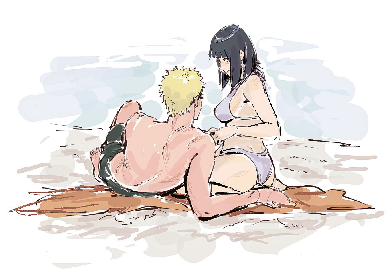 1boy, 1boy1girl, 1girls, artist request, ass, ass focus, barefoot, beach, beach towel, big ass, big butt, bikini, bikini bottom, bikini top, blonde hair, blush, bob cut, boruto: naruto next generations, butt, canon couple, couple, duo, duo focus, feet, female, green swimming trunks, hi res, high resolution, highres, hinata hyuga, hinata hyuga (boruto), hinata hyuuga, hinata uzumaki, husband and wife, hyuuga hinata, kneeling, large ass, light skin, light-skinned female, light-skinned male, looking at another, looking at partner, lying, lying on back, male, male and female focus, male/female, married couple, matz, medium hair, naruto, naruto (series), naruto shippuden, naruto uzumaki, naruto: the last, ocean, on back, on knees, pale skin, pale-skinned female, pale-skinned male, purple bikini, purple bikini bottom, purple bikini top, purple eyes, purple swimsuit, romantic, romantic ambiance, romantic couple, shonen jump, shorts, shoulder length hair, shounen jump, shueisha, smile, smiling, smiling at partner, soles, spiky hair, straight, swimming trunks, swimsuit, thick legs, thick thighs, thighs, towel, uzumaki hinata, uzumaki naruto, very high resolution, weekly shonen jump, weekly shounen jump, wholesome, wholesome couple, yellow hair