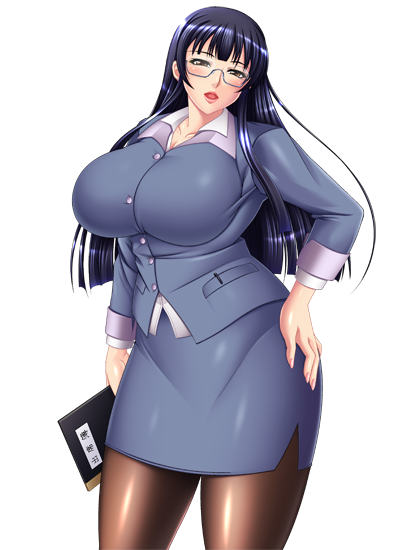 blouse breasts business_suit business_woman dress_shirt female female_only glasses huge_breasts human iori milf office office_lady pantyhose pencil_skirt skirt solo suit voluptuous white_blouse white_shirt