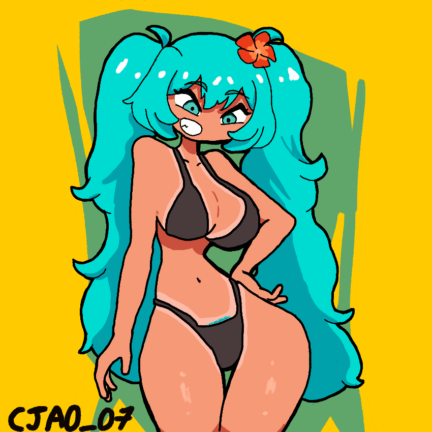 1girls big_ass big_breasts big_butt bikini bikini_top brasilian_artist brazil brazilian brazilian_female brazilian_flag brazilian_miku cjao_07 cyan_eyes cyan_hair fanart female female_only flower gigantic_ass gigantic_breasts gigantic_butt hairy hairy_pussy hatsune_miku hips huge_ass huge_breasts huge_butt huge_thighs human long_hair smile smiling tan_body tan_skin tanline tanlines thick_thighs thighs twintails vocaloid