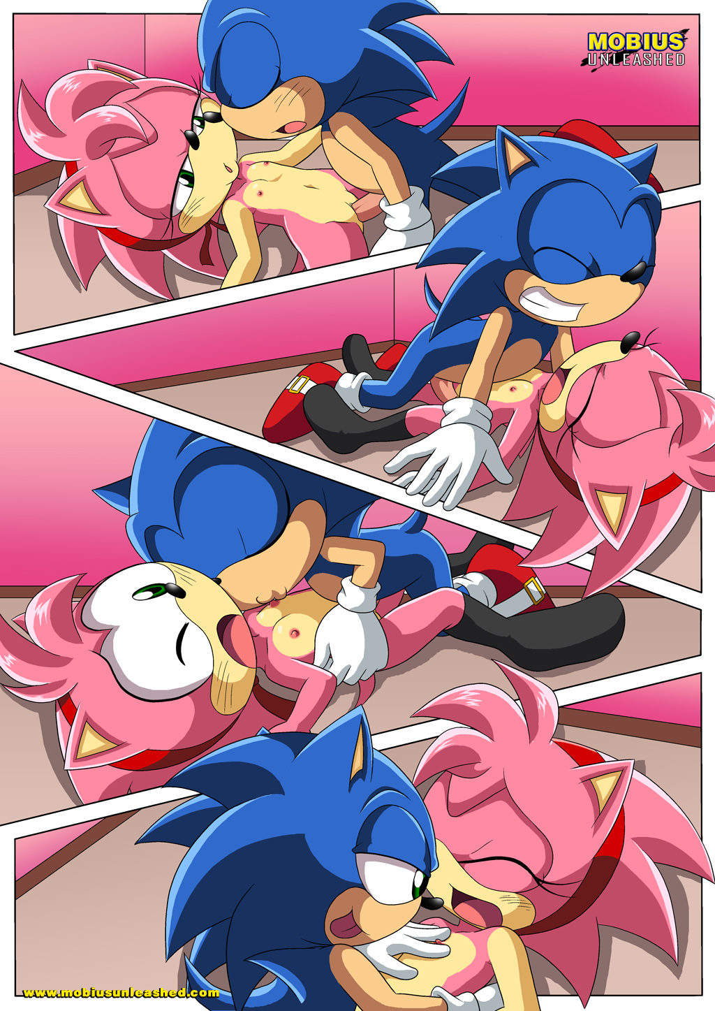 1boy 1girls amy_rose anthro bbmbbf breast_sucking breasts classic_amy_rose classic_and_modern_love_(comic) classic_sonic comic female male male/female mobian_(species) mobius_unleashed nipples nude palcomix penis pussy sega sex sonic_(series) sonic_the_hedgehog sonic_the_hedgehog_(series) vaginal vaginal_penetration vaginal_sex