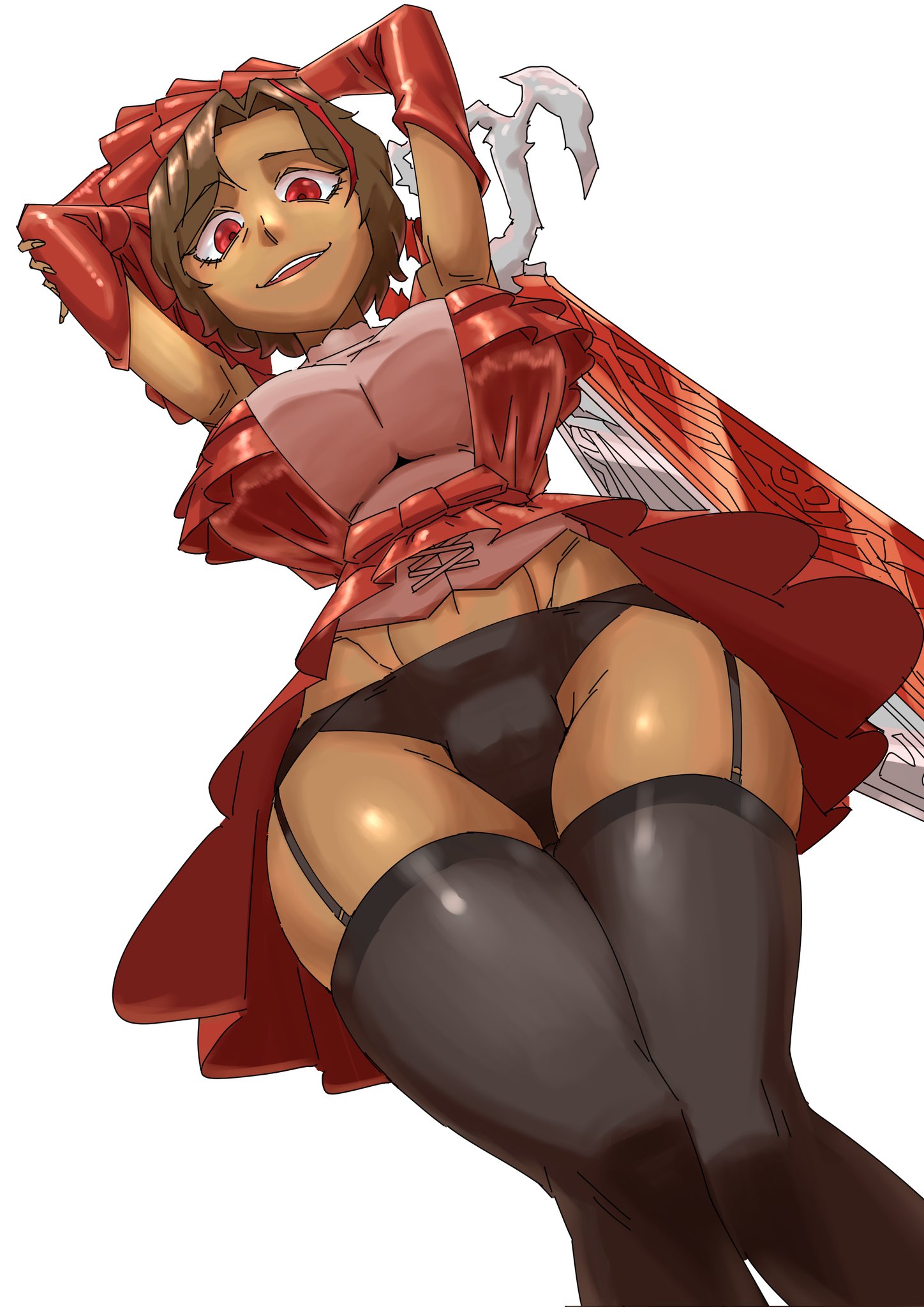 big breasts, breasts, clothed, female, large breasts, limbus company, oldowan, outis (limbus company), panties, project moon, red eyes, tagme, thick thighs, vampire, vampire girl