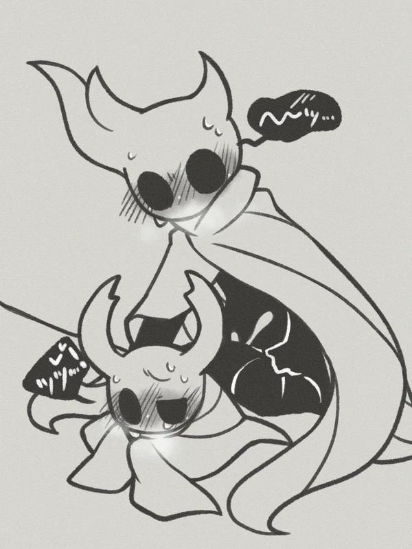 ambiguous_gender broken_vessel chacodoodle cum_inside doggy_style hollow_knight japanese_text looking_pleasured lost_kin male protagonist_(hollow_knight) vessel_(species)