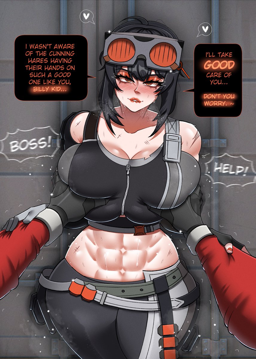 1boy 1girls billy_kid_(zenless_zone_zero) breast_grab cleavage dialogue female gigantic_breasts grace_howard huge_breasts human itzaysel male male/female male_pov pov revealing_clothes text tight_clothing voluptuous zenless_zone_zero