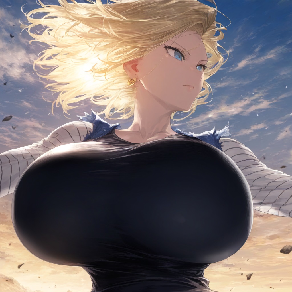 1girls ai_generated android_18 blonde blonde_female blonde_hair blonde_hair_female blue_eyes blue_eyes_female cleavage curvy dragon_ball erect_nipples female gigantic_breasts huge_areolae nai_diffusion plusmolfa puffy_nipples short_hair short_hair_female stable_diffusion thick_lips voluptuous yellow_hair