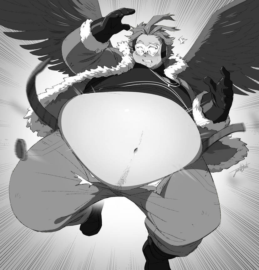 big_belly hawks_(my_hero_academia) jeetdoh keigo_takami morbidly_obese my_hero_academia ssbhm