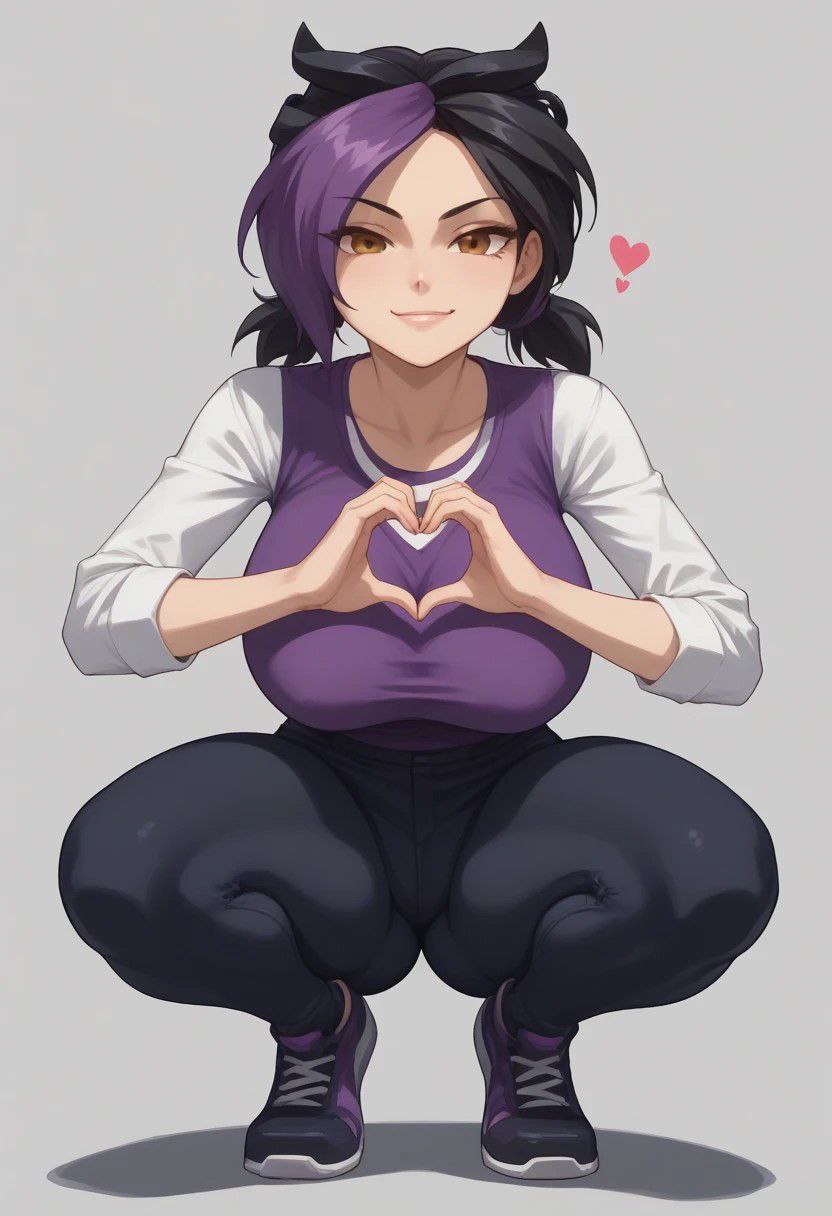 ai_generated big_ass big_breasts big_butt big_thighs heart heroes_envel kira_(heroes_envel) purple_hair