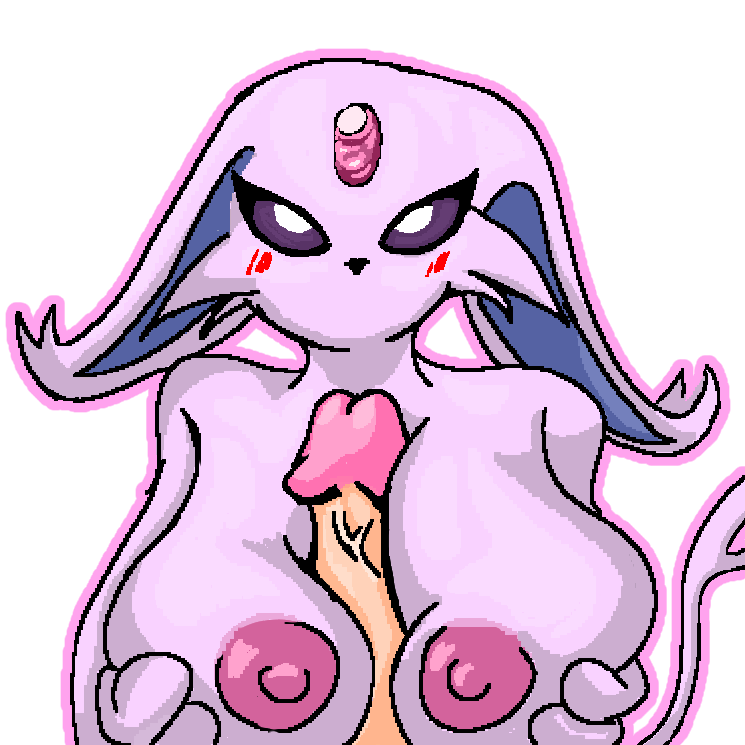 big_dick big_penis blush blush_lines boobjob breast_grab breasts caritxxx cartoon eeveelution espeon female look_at_viewer nipples no_background pink_nipples pixel pixel_art png pokemon pokemon_(species) pov self_upload tagme