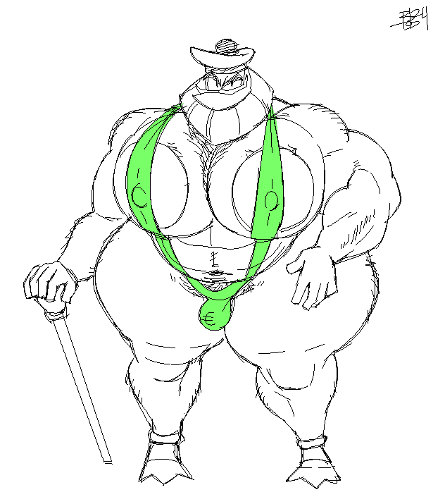 anthro bara bengal bobthetanuki buff duck extrasizedbob green_mankini mankini sexy