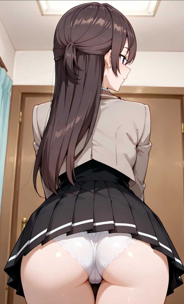 1girls, ai generated, female, looking at side, panties, school uniform, skirt up, suou yuki, tokidoki bosotto russian de dereru tonari no alya-san