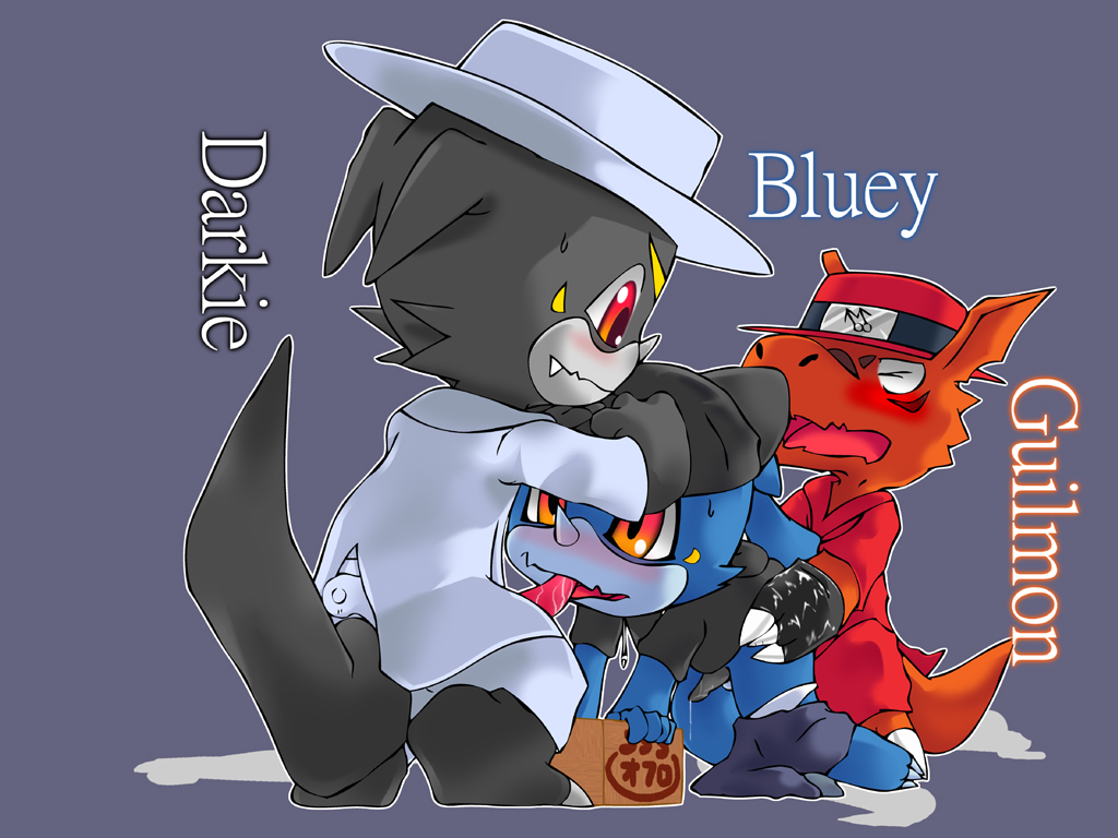 anthro black_veemon digimon furry guilmon male_only ofuro veemon