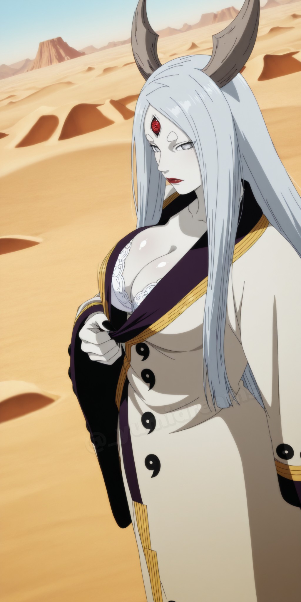  yumidreams, 1girls, ai generated, alien humanoid, bra, breast focus, breasts, breasts out, cleavage, clothing, exposed breasts, female, female focus, female only, flashing, flashing breasts, goddess, high resolution, horns, kimono, lipstick, makeup, mature female, milf, naruto, naruto (series), naruto shippuden, ootsutsuki kaguya, oppai, otsutsuki kaguya, outdoors, pinup, presenting, presenting breasts, robe, showing breasts, solo, solo focus, third eye (touhou), tomoe (symbol), uncensored, undressing, upper body, very long hair, white hair