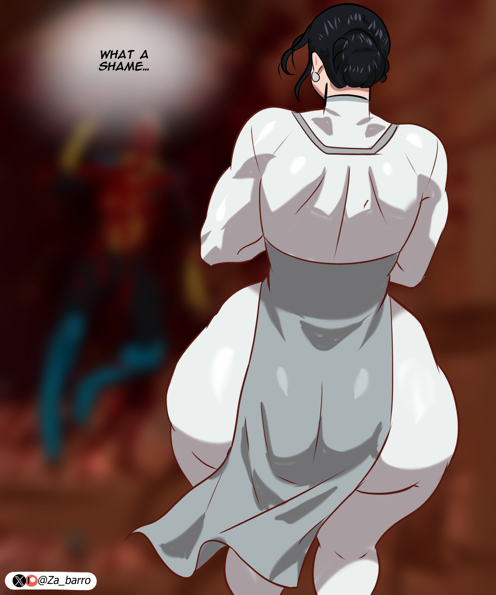 2d, 2d (artwork), after fight, back view, big breasts, debbie grayson, debbie grayson (viltrumite), huge ass, invincible, invincible (superhero), invincible (tv series), mark grayson, omni-mommy, skin tight, tagme, undertagged, viltrumite uniform, za barro