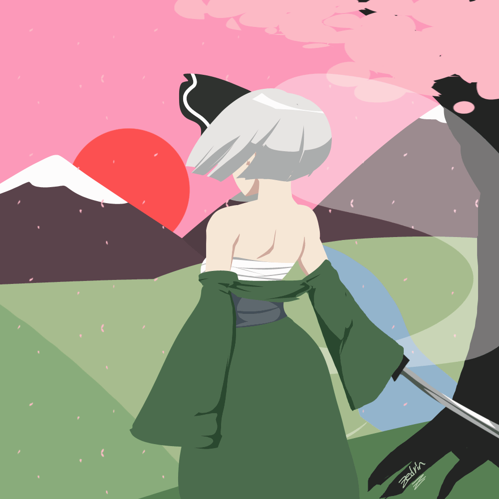 1girls, animated, back view, bare shoulders, big breasts, bouncing breasts, breast expansion, breast growth, breast growth (enlargement), breasts, female, female only, huge breasts, human, human only, jiggle, large breasts, no face, solo, solo female, touhou, youmu konpaku, zedrin