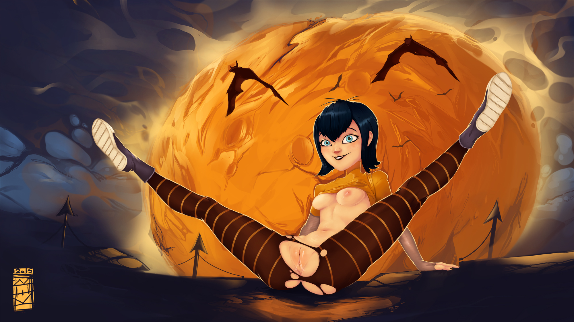 ass, breasts, dark hair, female, halloween, hotel transylvania, kumbhker, mavis dracula, pixie cut, pussy, pussy juice, shoes, short hair, sneakers, spread legs, stockings, torn clothes, vampire, wet pussy