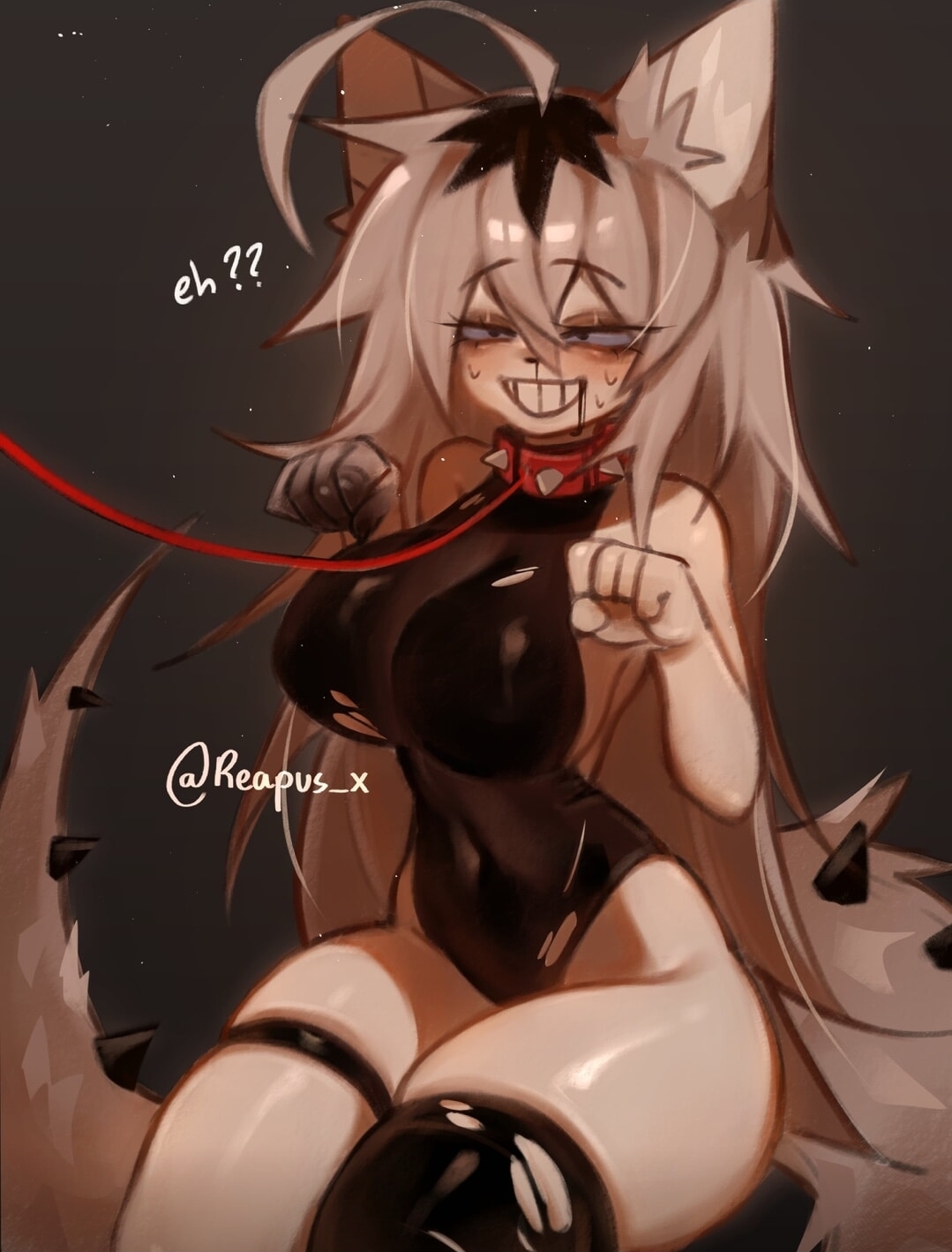 breasts, collar, female, furry, original character, quinn (reapus x), reapus, reapus x