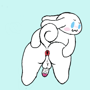 1:1 anthro anus ass balls big_balls big_butt big_penis blue_eyes blush canid canine canis cinnamon_(cinnamoroll) cinnamoroll cinnamoroll_(series) digital_media_(artwork) domestic_dog erection exposed_glans foreskin fur genitals glans hand_on_butt humanoid_genitalia humanoid_penis jimi_horny_wolf9 long_ears looking_at_viewer low_res male mammal nude penis presenting presenting_hindquarters red_anus rolled_up_tail sanrio simple_background smile solo tail white_body white_fur