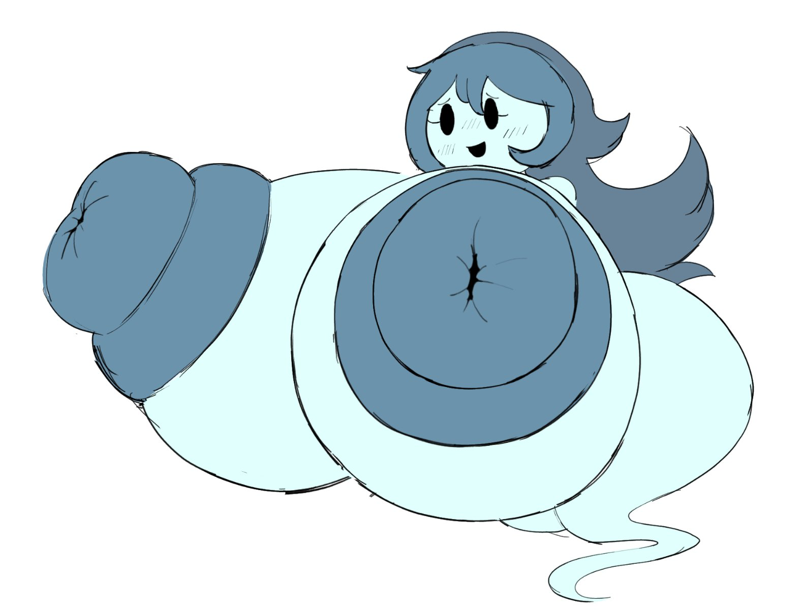 1girls, allagainstyou, areolae, blue body, breasts, completely nude, female, female only, full body, ghost, ghost girl, hyper, hyper breasts, naked, naked female, nipples, nude, nude female, solo, solo female, spooky (shojs), spooky's house of jump scares