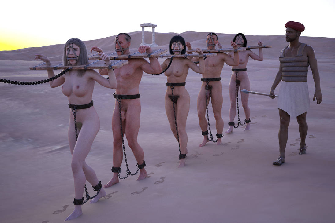 3boys 3d 3girls bit_gag coffle fantasytubasa gag gagged nude nude_female nude_male original pillory shackles slave slave_raid slaveboy slavegirl submissive_male